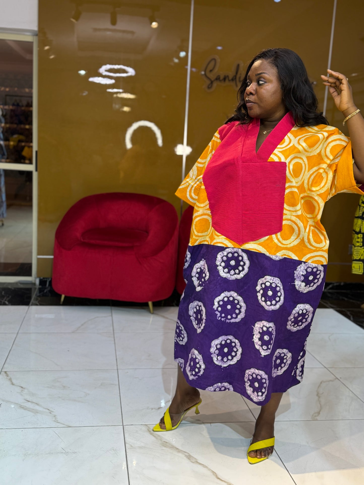 Adire Asooke shift dress