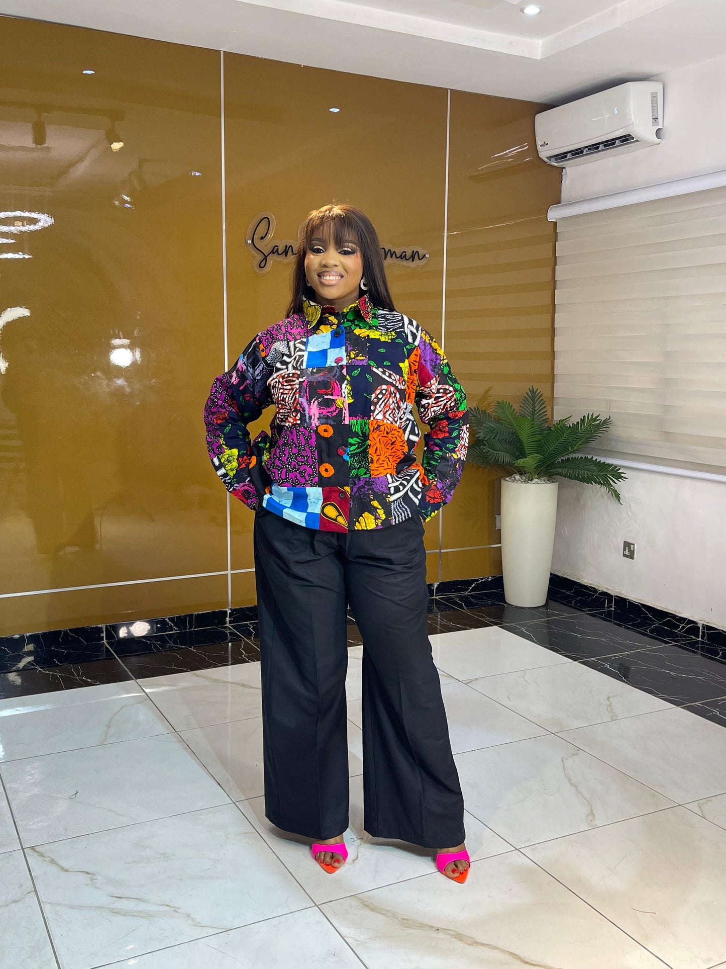 Ankara shirt/ linen pants