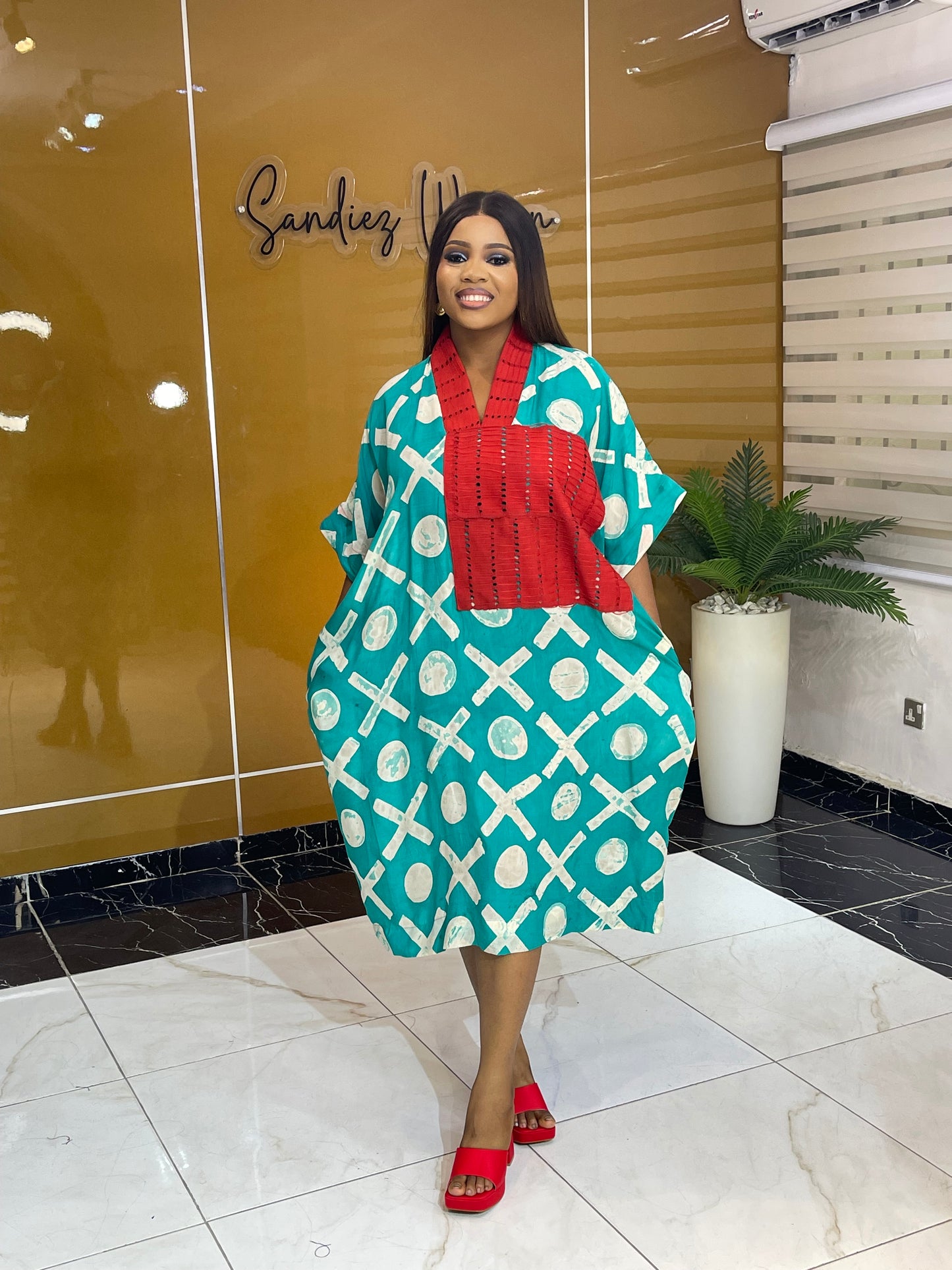 Adire Asooke shift dress