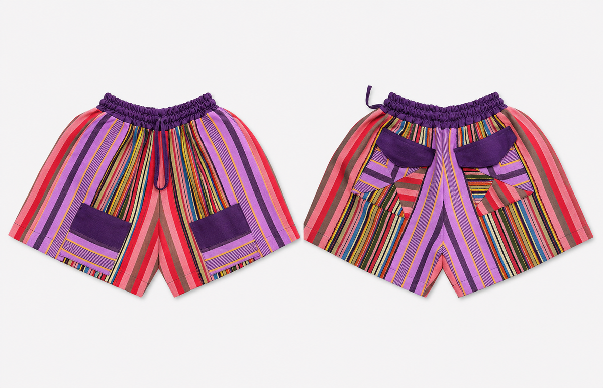 Aso Oke cargo shorts