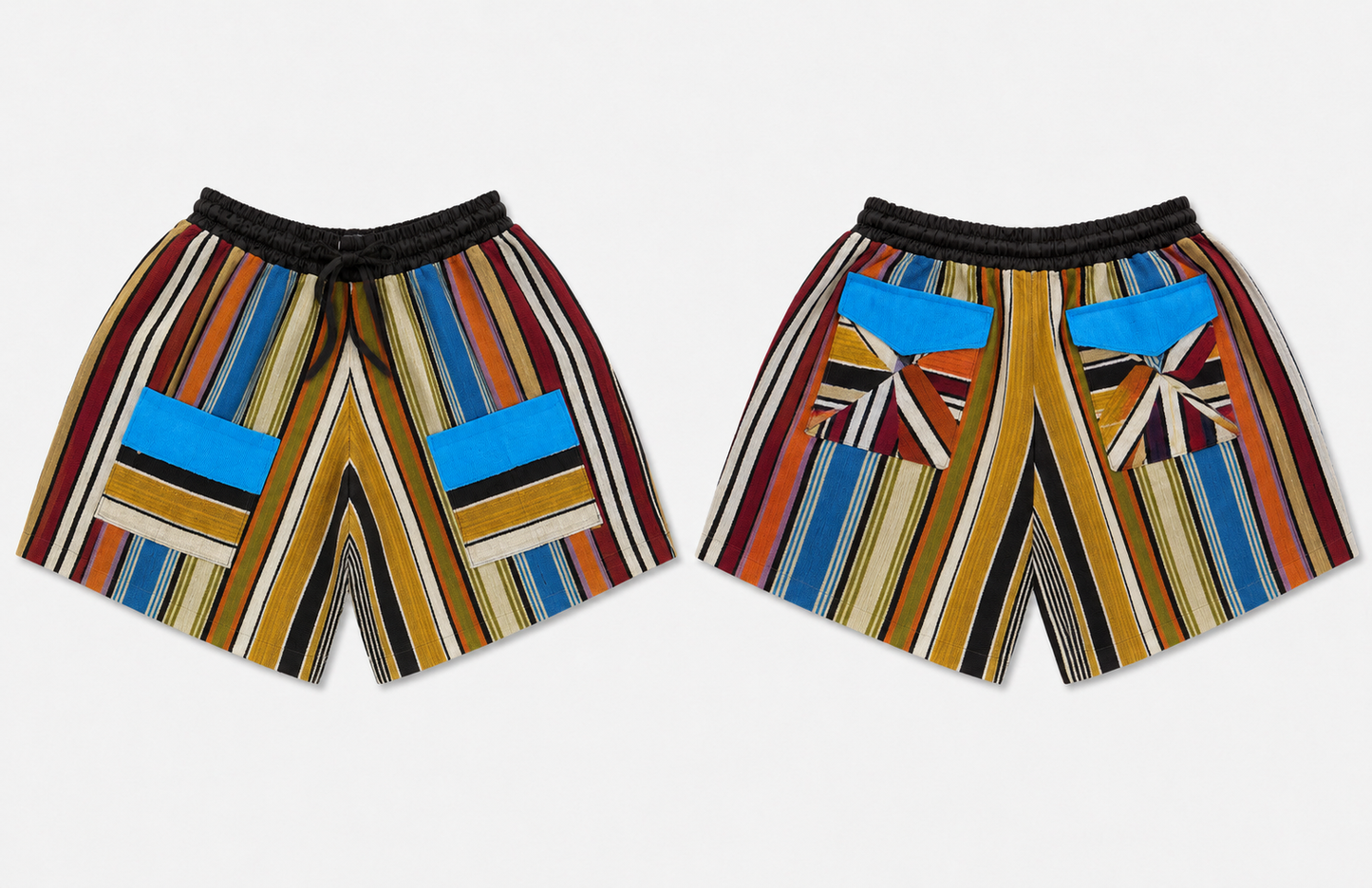Aso Oke cargo shorts